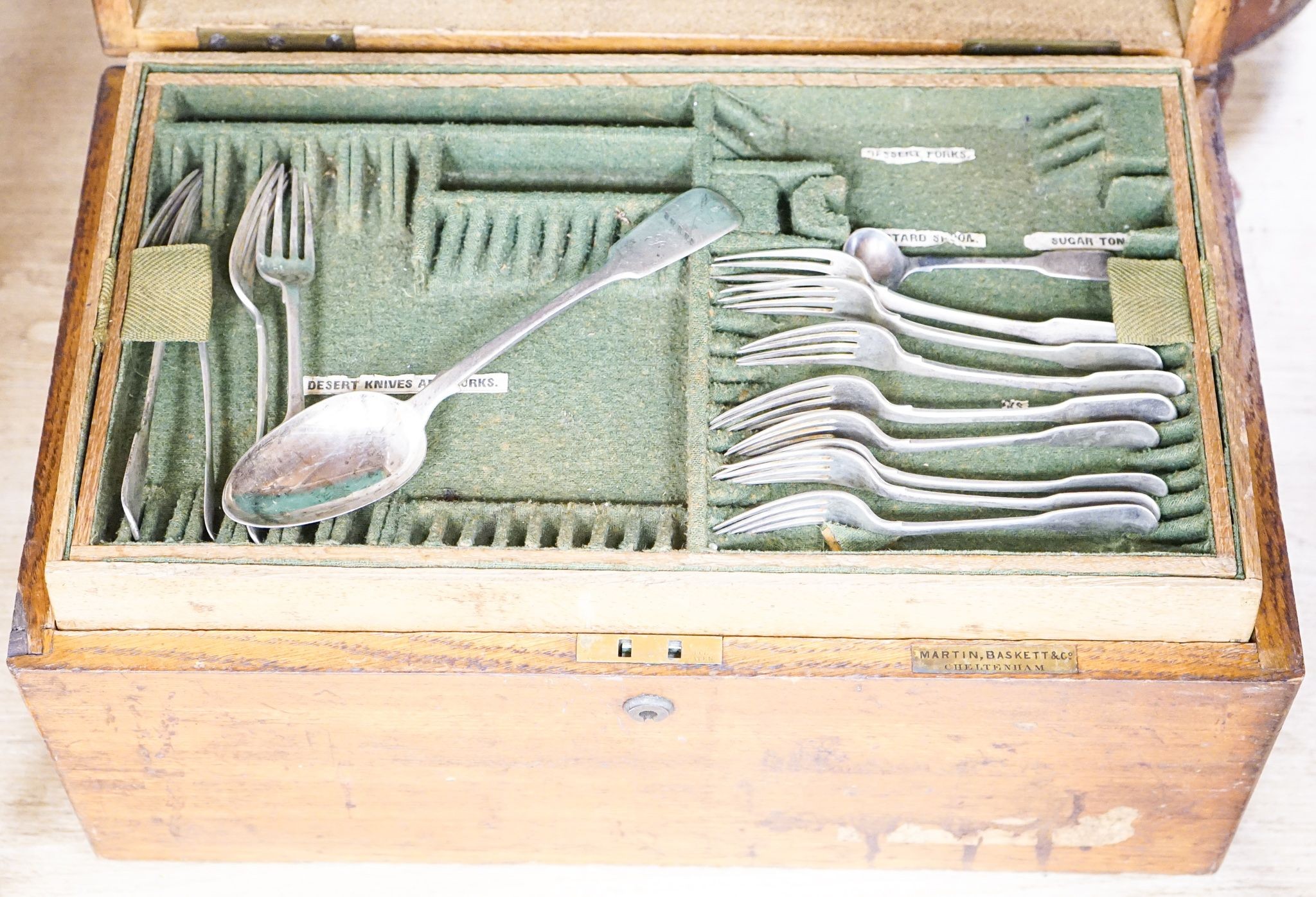 A canteen of matched mainly Georgian silver cutlery